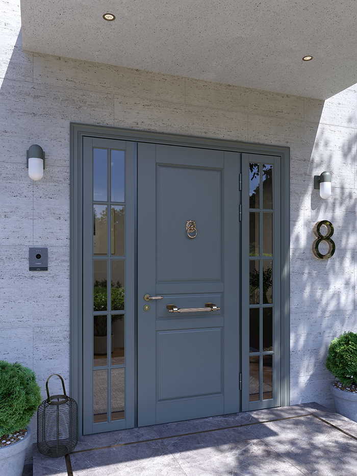 Входная дверь Ягуар в английском стиле с боковинами